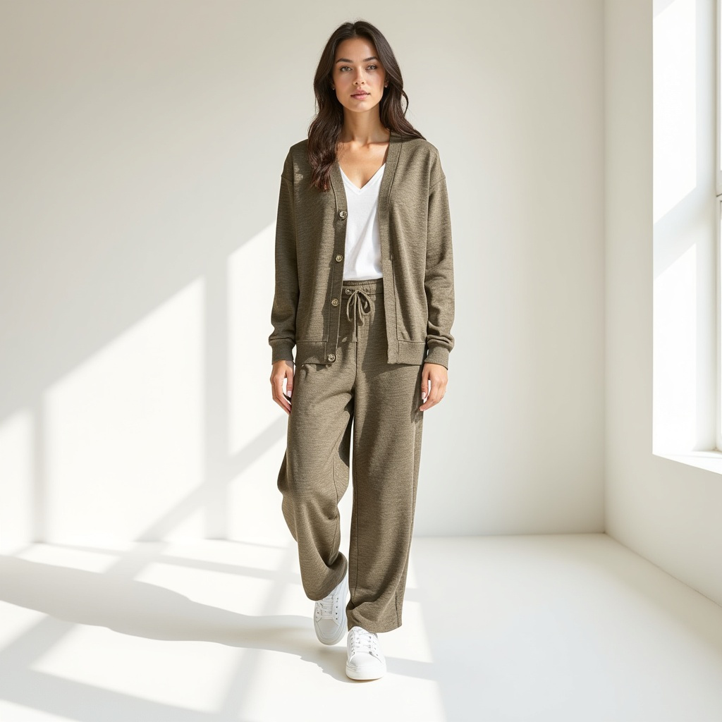 Cozy Knit Cardigan & Wide-Leg Pants Set