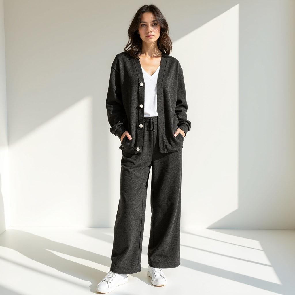 Cozy Knit Cardigan & Wide-Leg Pants Set