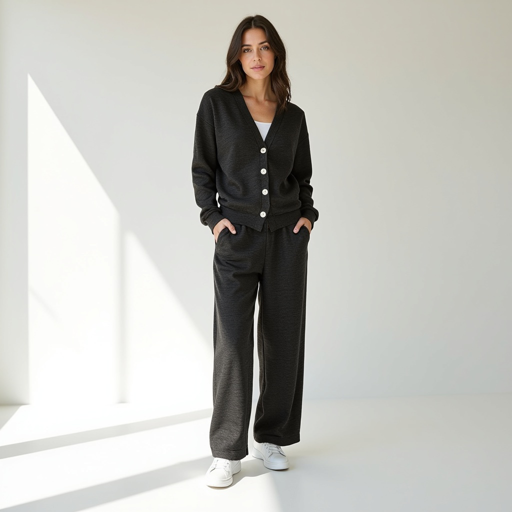 Cozy Knit Cardigan & Wide-Leg Pants Set