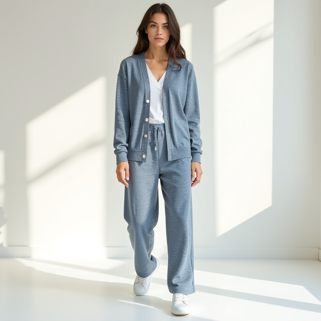 Cozy Knit Cardigan & Wide-Leg Pants Set