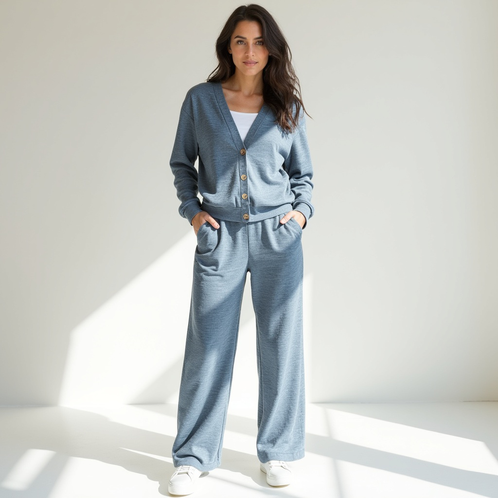 Cozy Knit Cardigan & Wide-Leg Pants Set