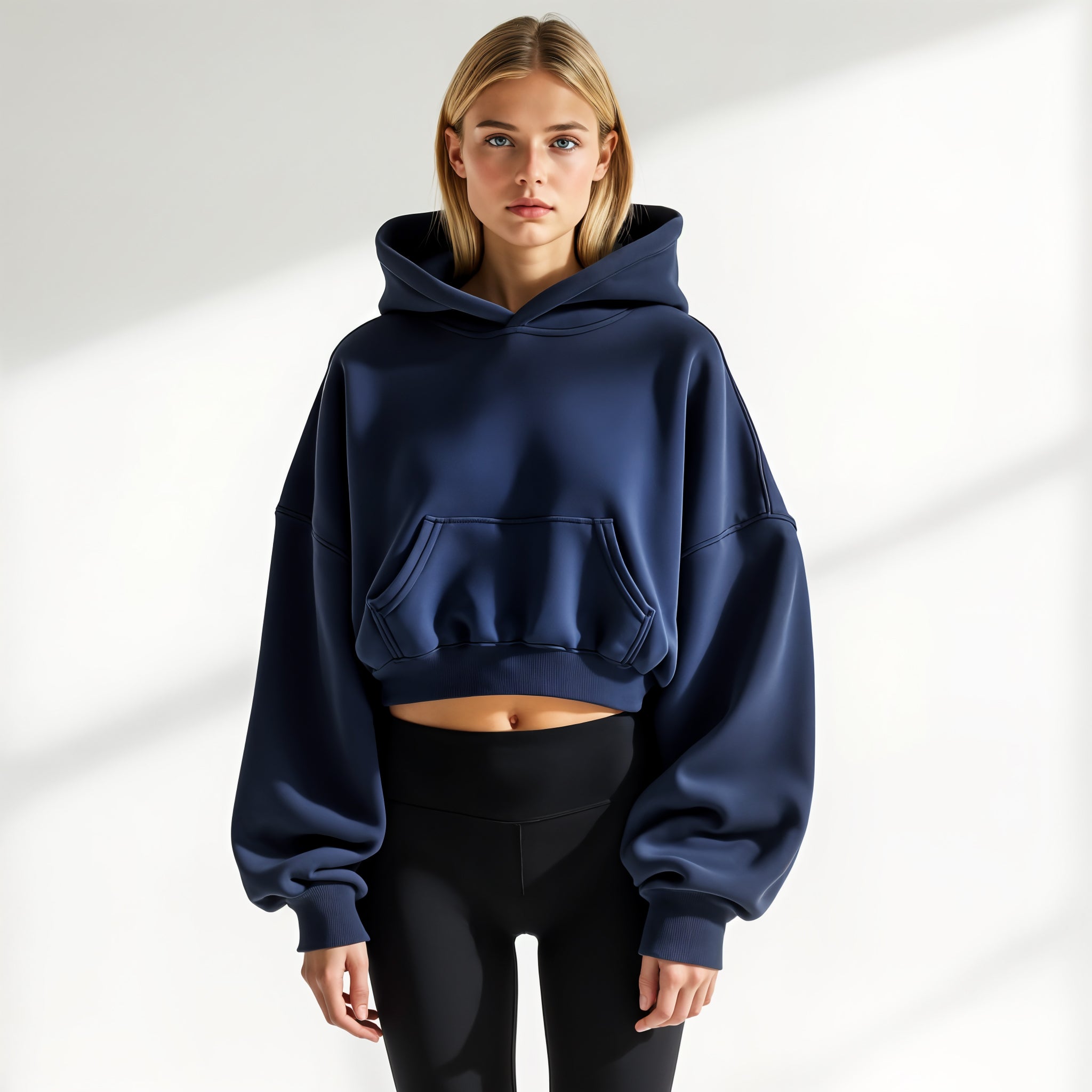 Cropped Hoodie with Oversized Fit
