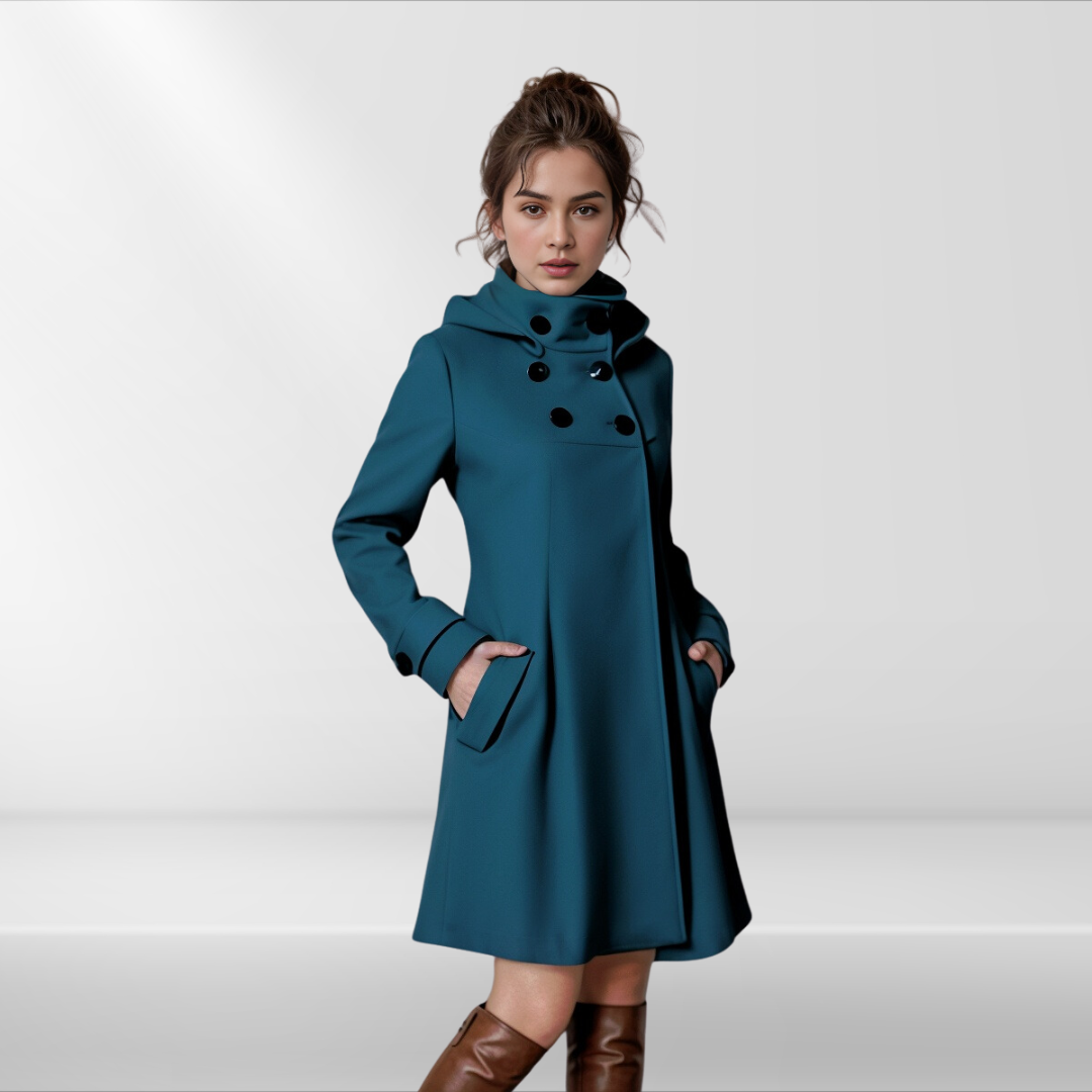 Elegant A-Line Coat with High Collar