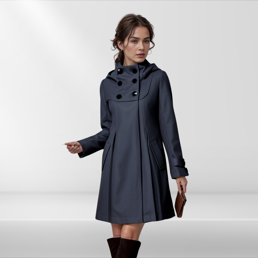 Elegant A-Line Coat with High Collar