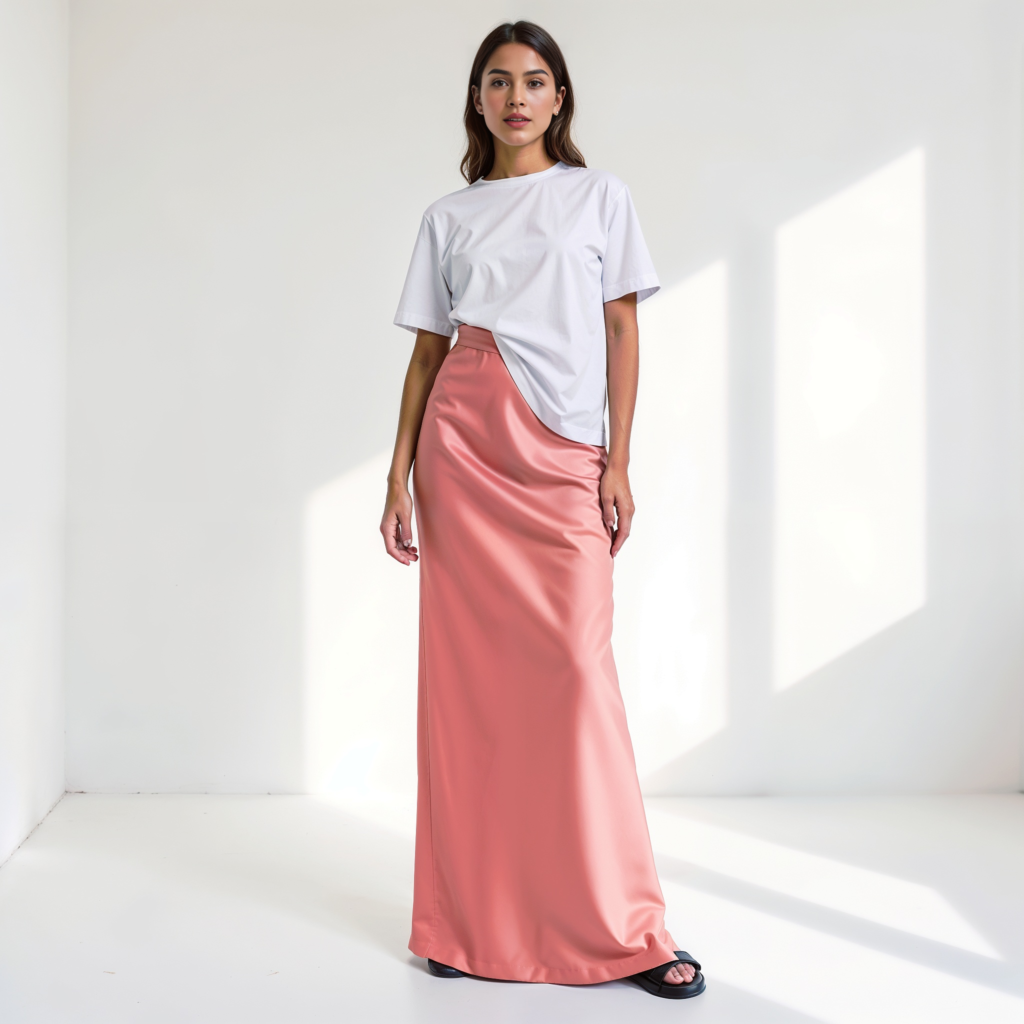 Elegant Satin High Waist Maxi Skirt
