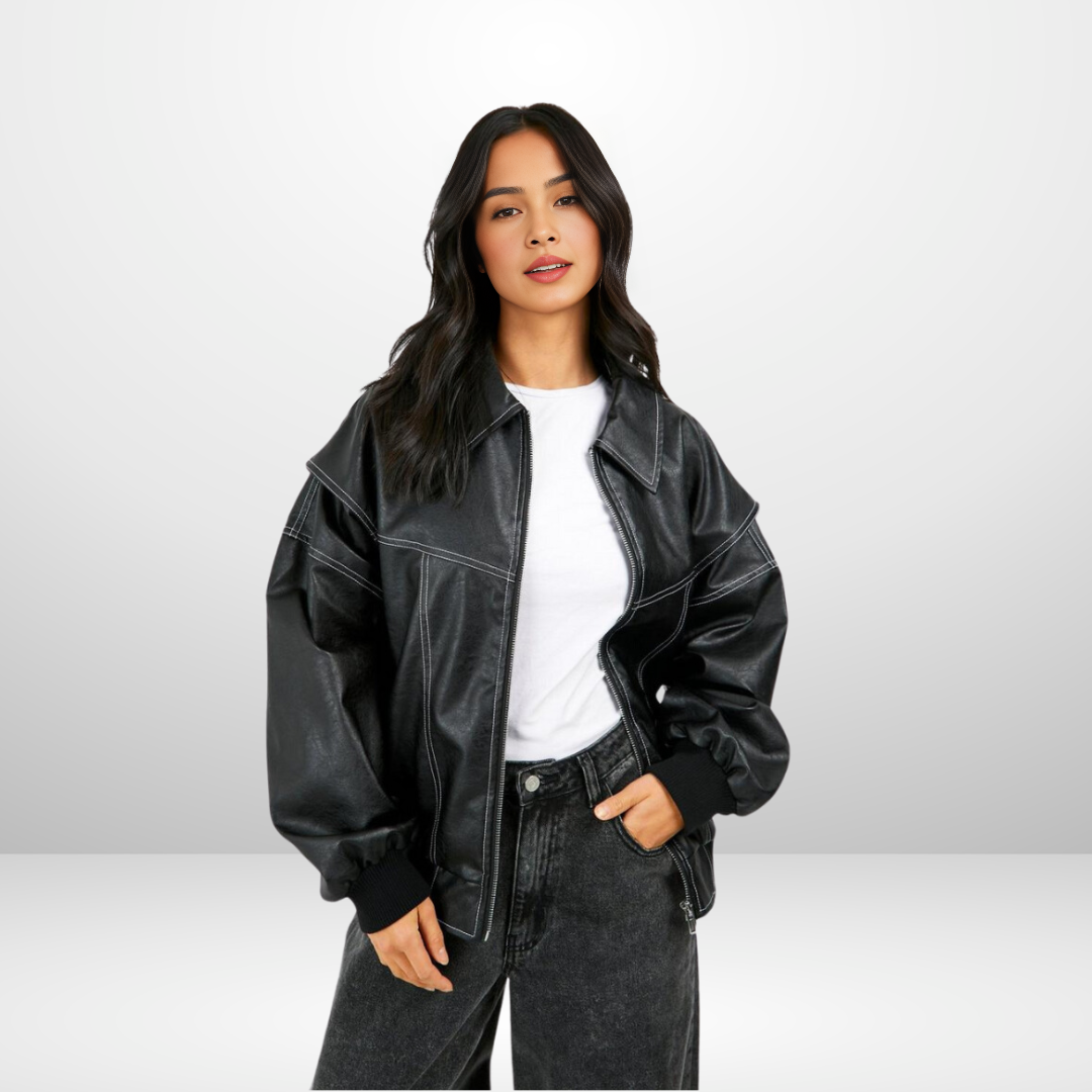 Oversized Faux Leather Jacket