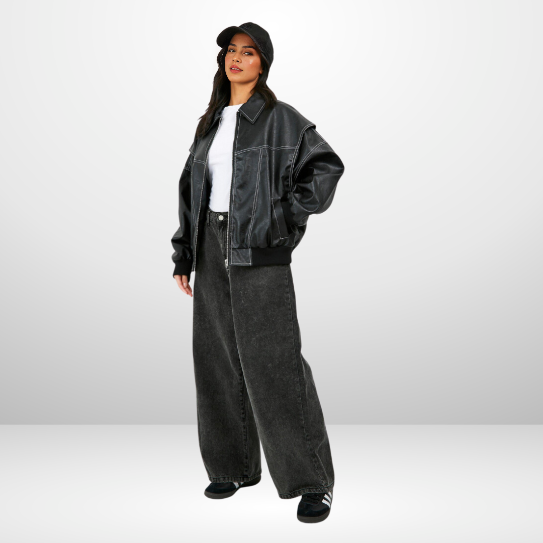 Oversized Faux Leather Jacket