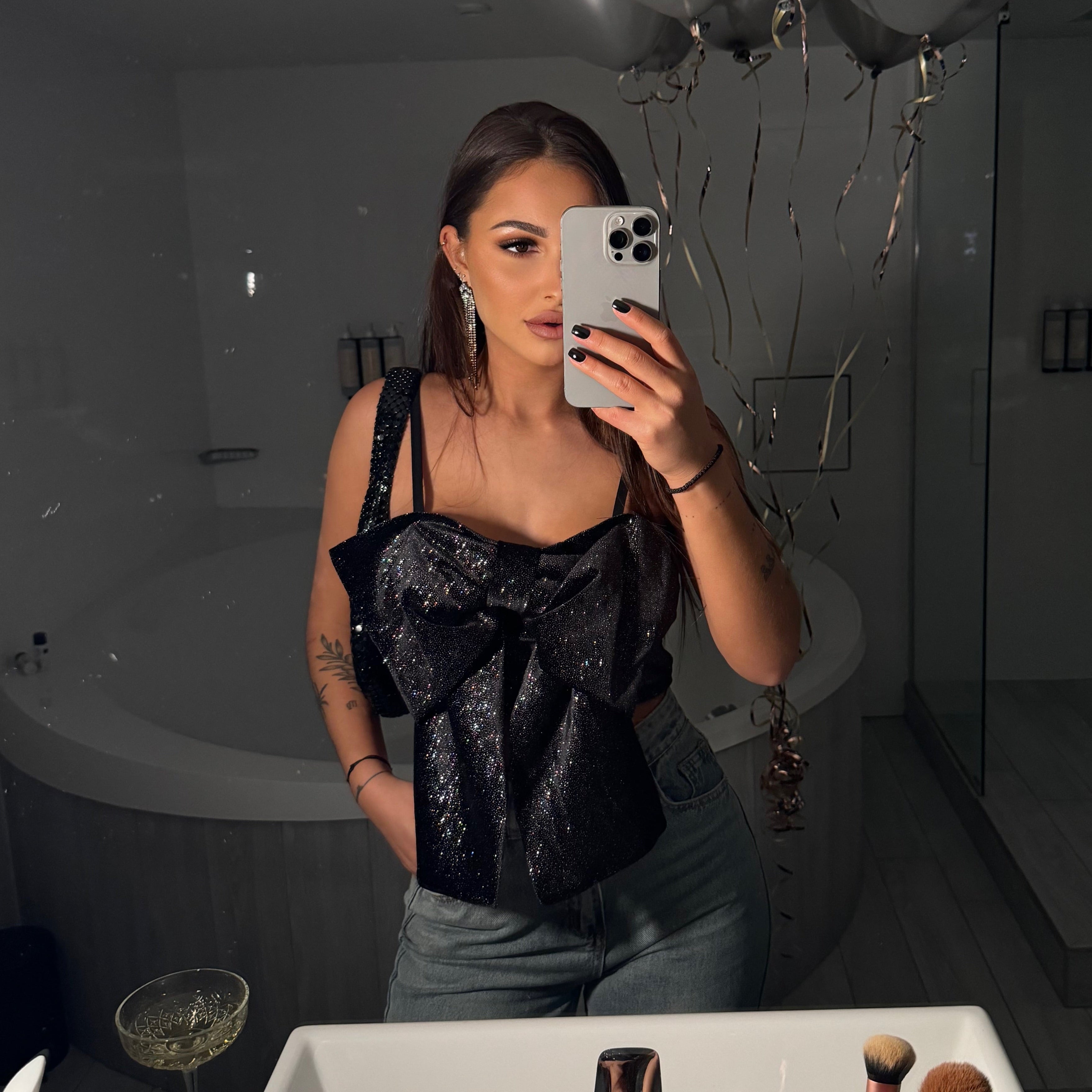 Sparkling Bow Detail Camisole Top