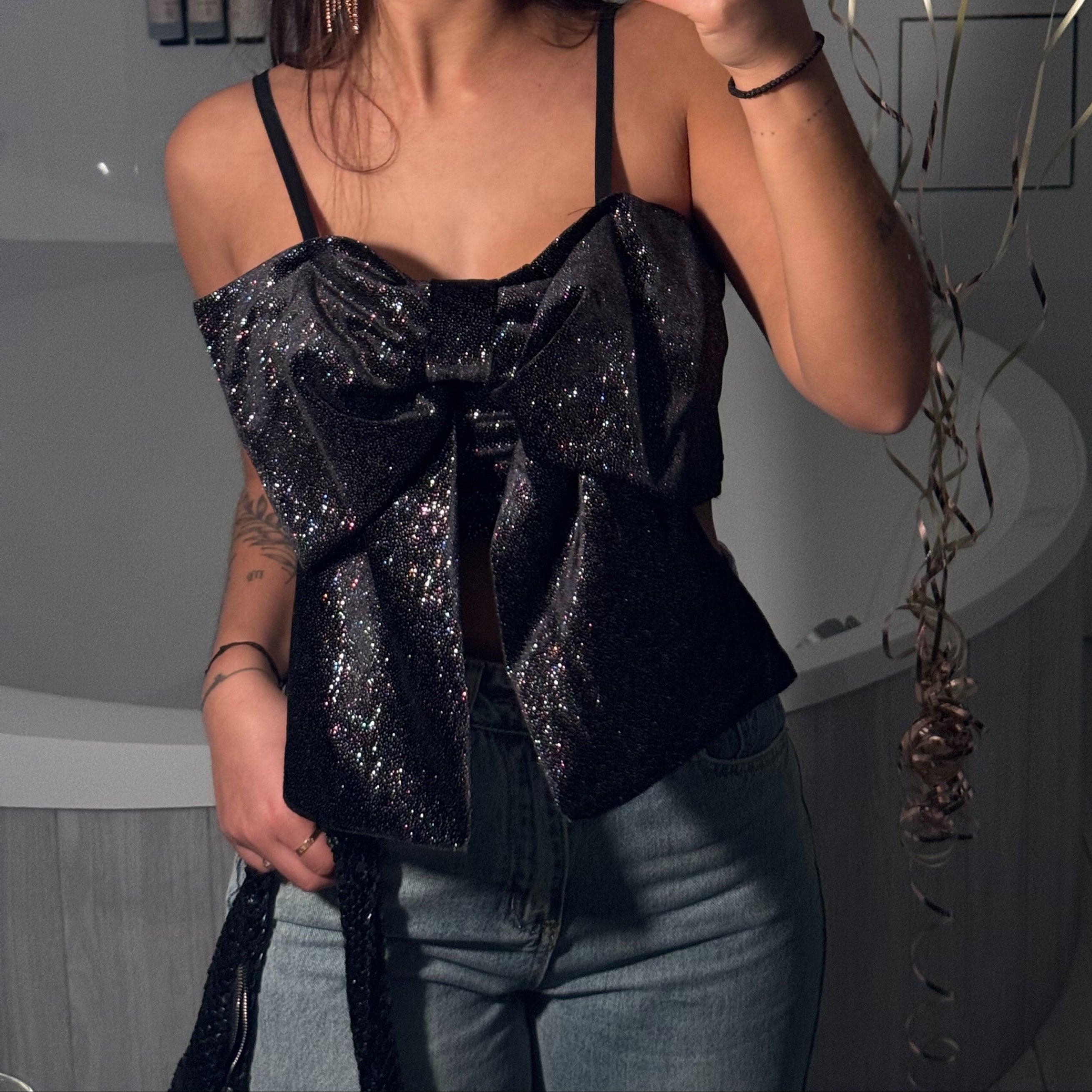 Sparkling Bow Detail Camisole Top