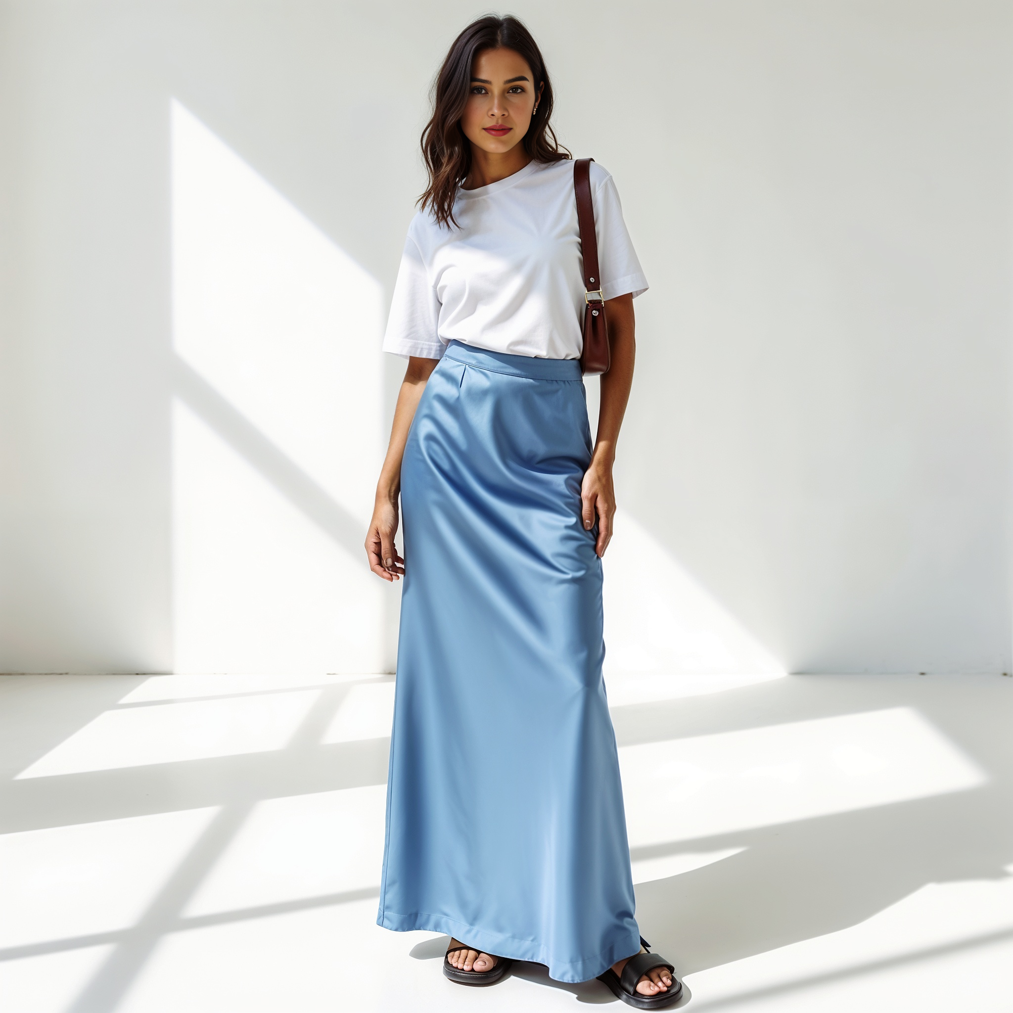 Elegant Satin High Waist Maxi Skirt
