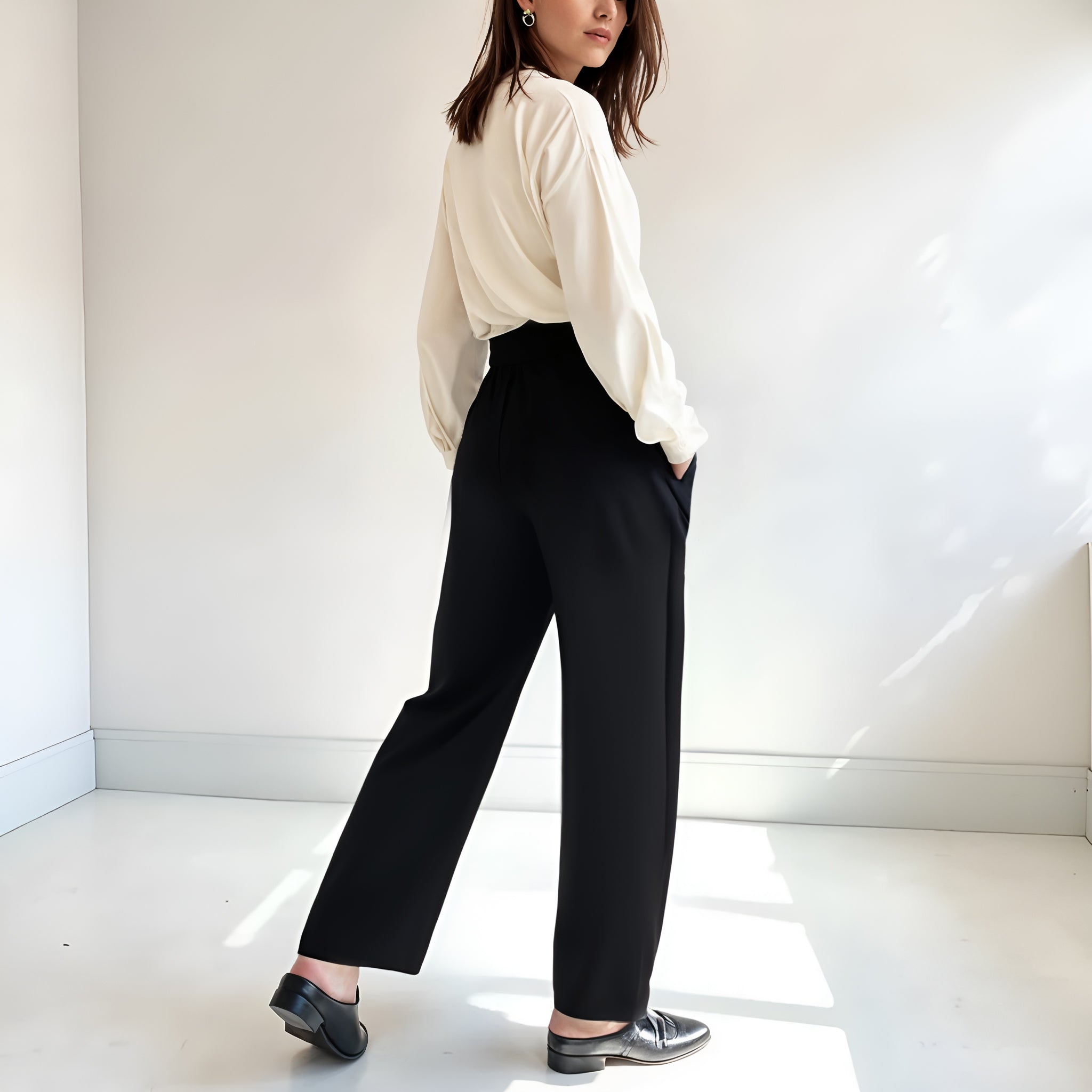 Asymmetrical Wide-Leg Pants