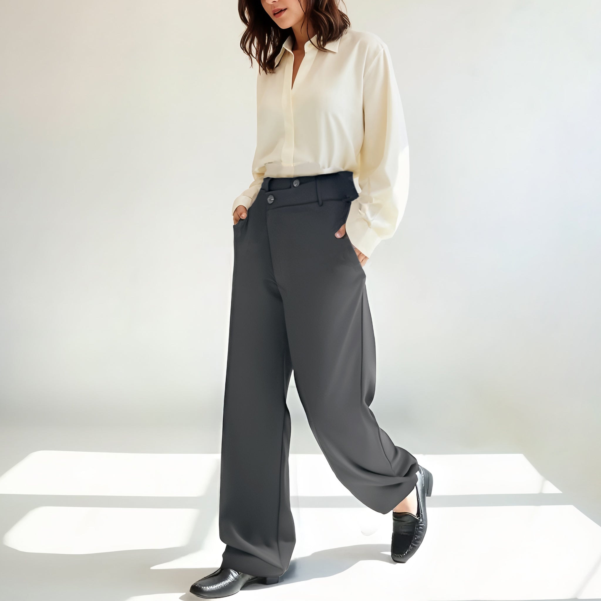 Asymmetrical Wide-Leg Pants