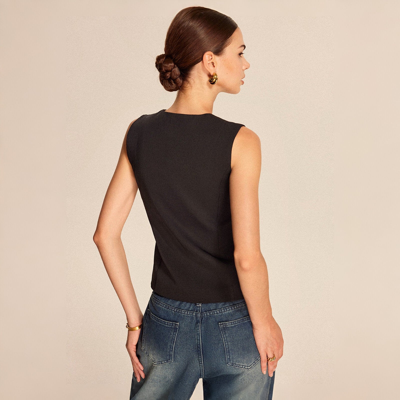V-Neck Buttoned Vest