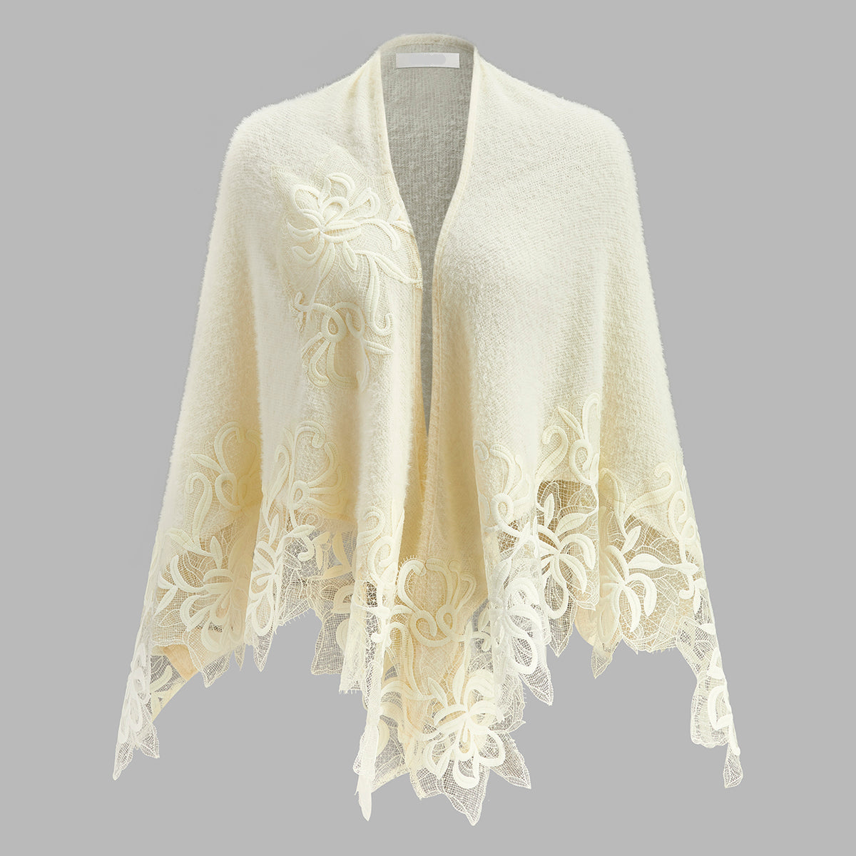 Floral Lace Trim Shawl