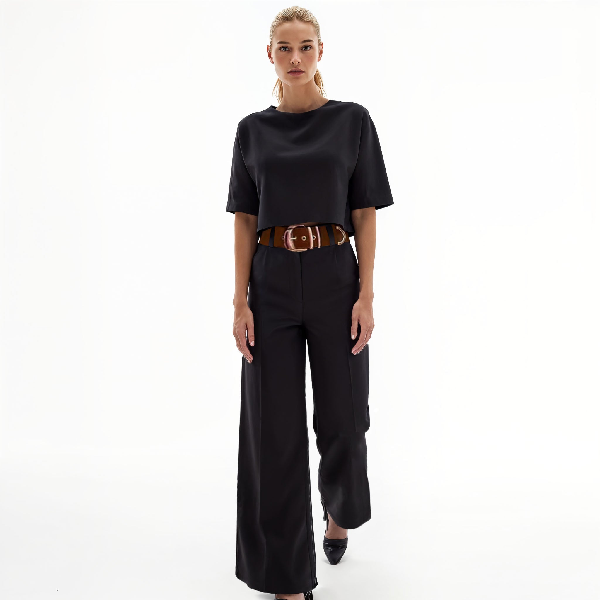 Sophisticated Wide-Leg Trousers & Top Set