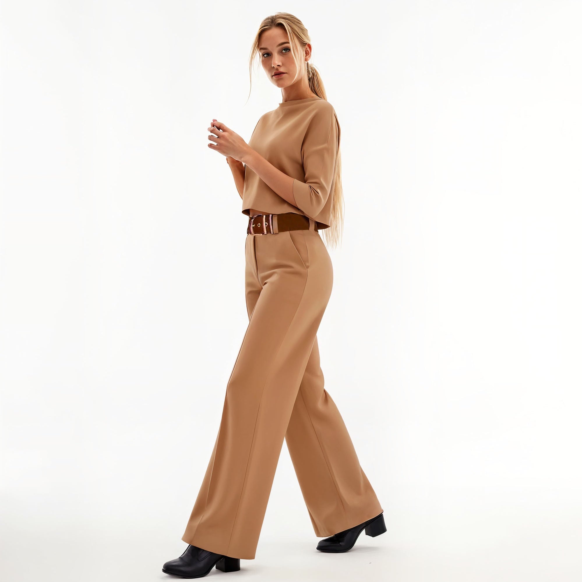 Sophisticated Wide-Leg Trousers & Top Set