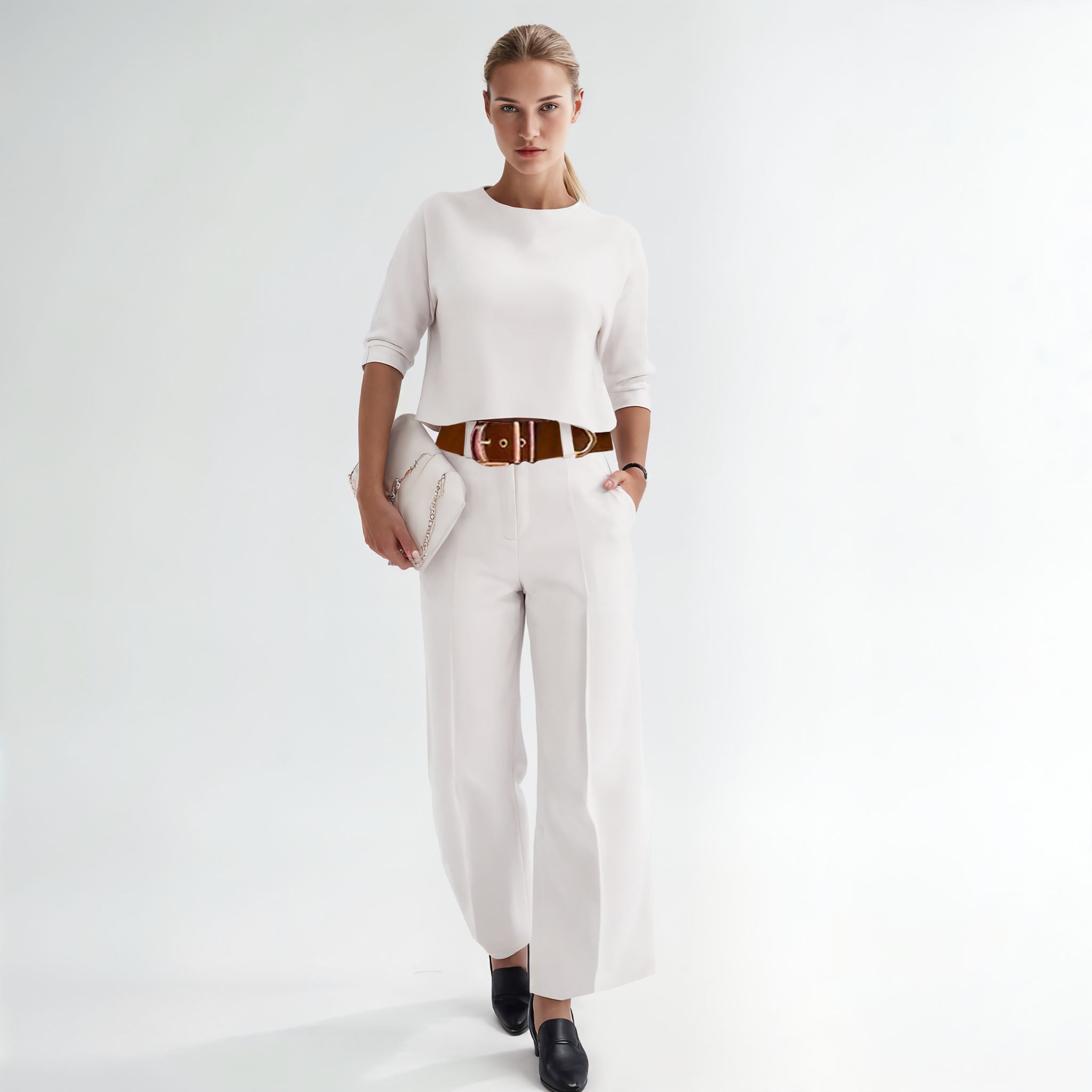 Sophisticated Wide-Leg Trousers & Top Set