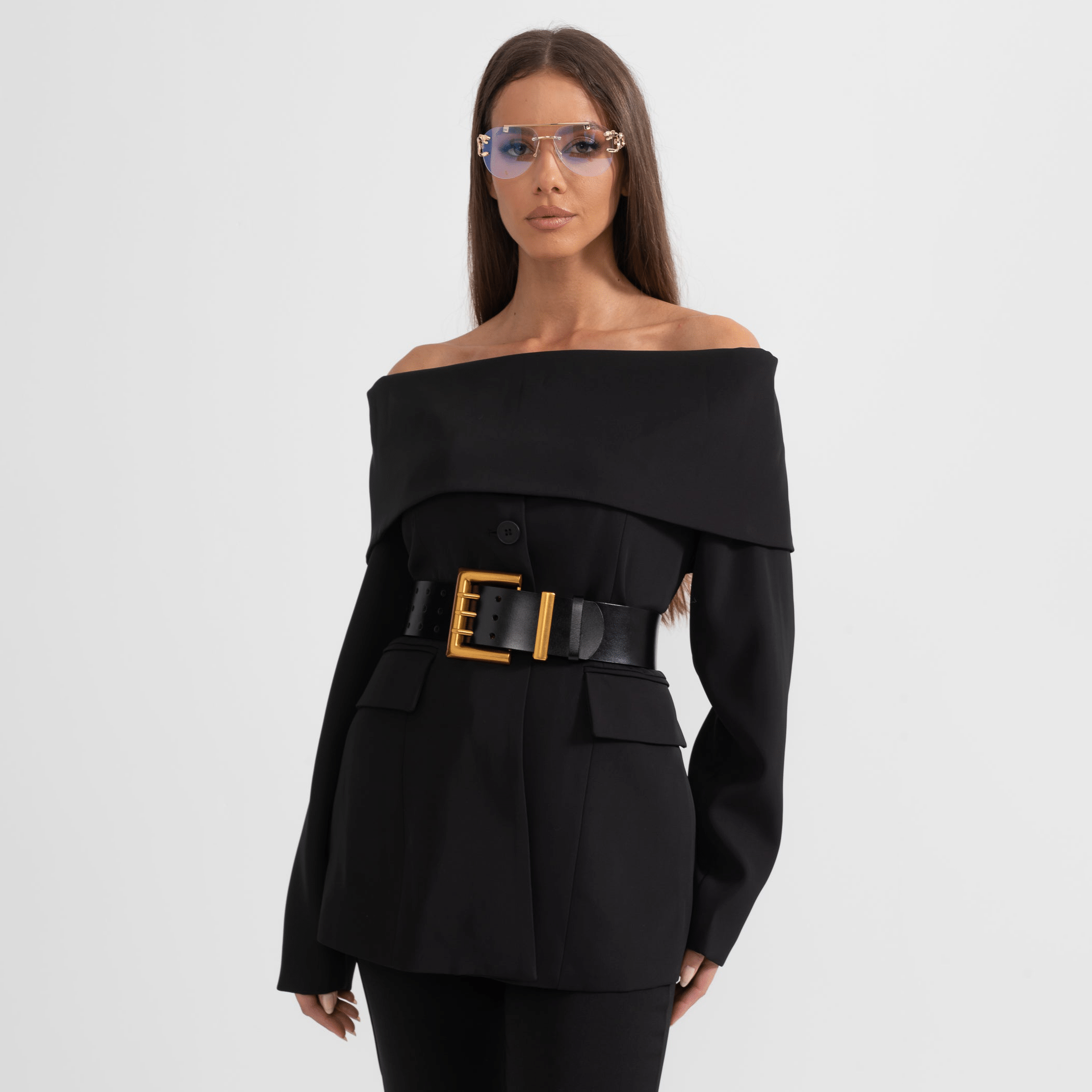 Off-Shoulder Black Suit