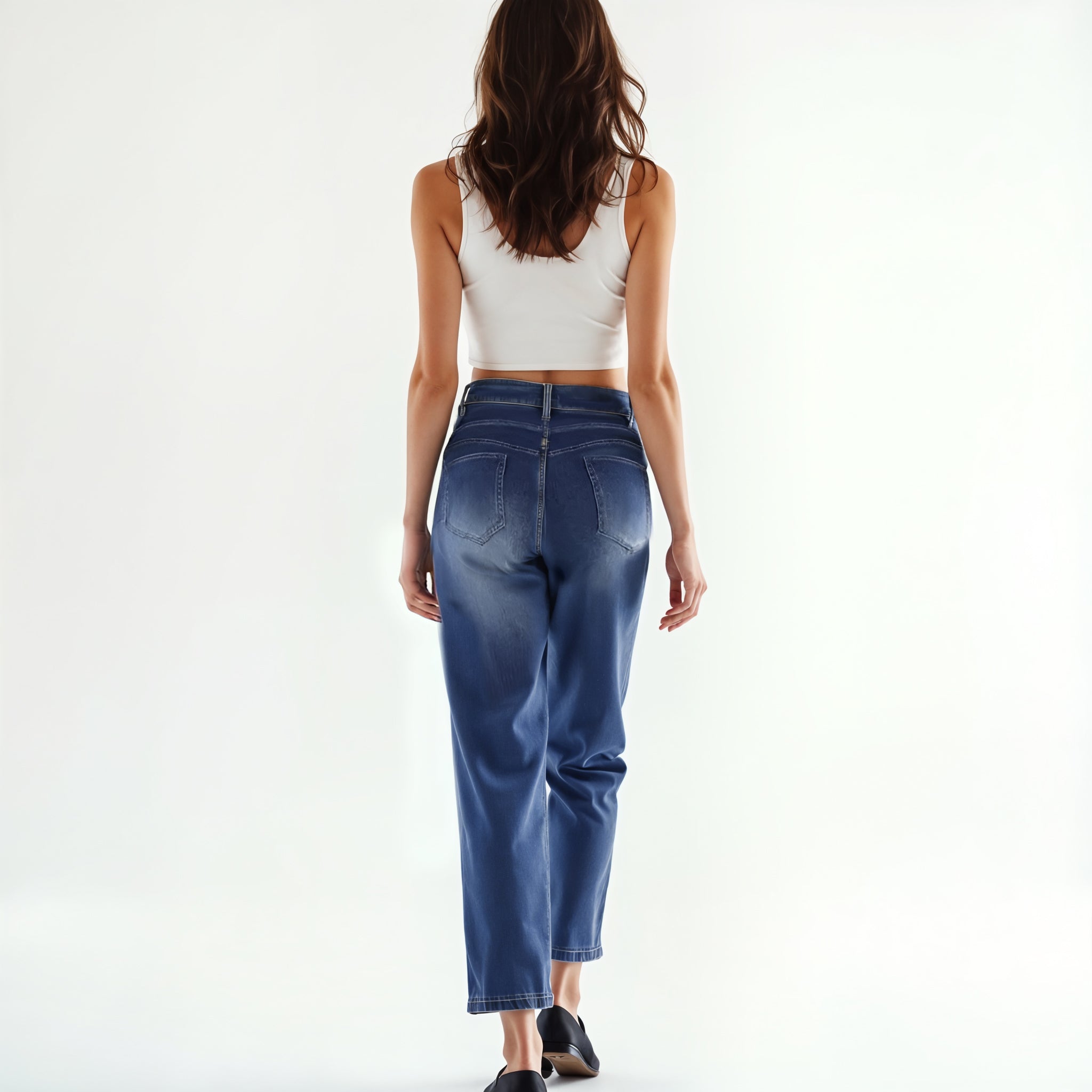 High-Waist Straight-Leg Jeans