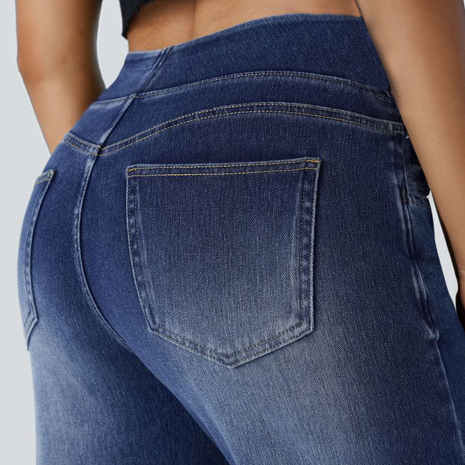 High-Waist Straight-Leg Jeans
