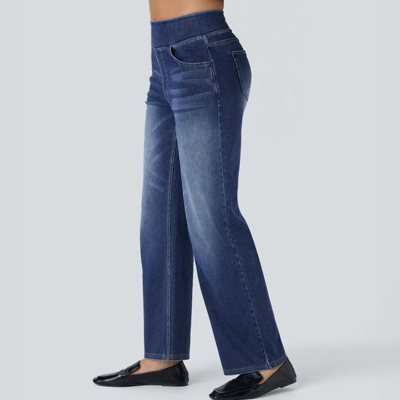 High-Waist Straight-Leg Jeans