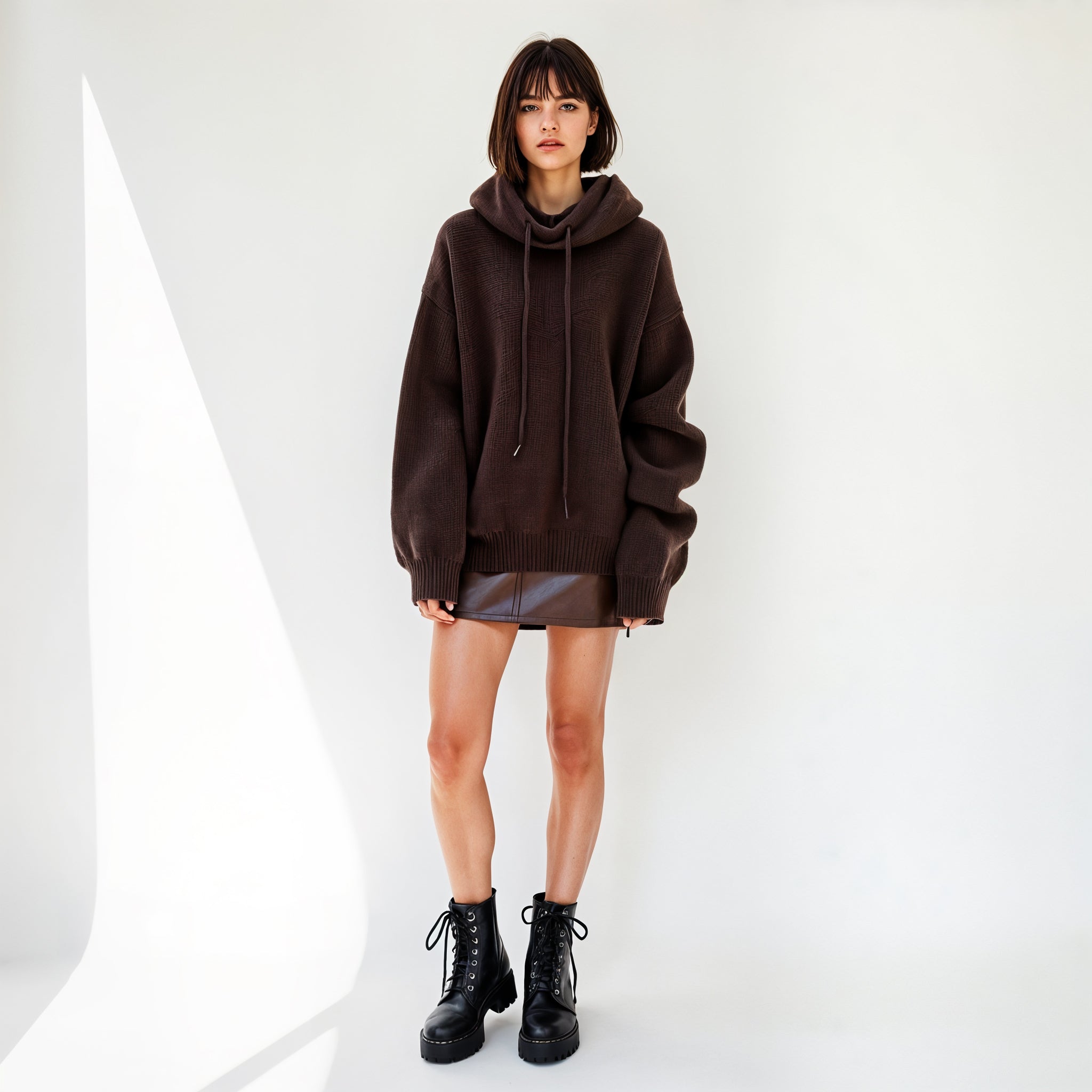 Merino Wool Sweater with Drawstring Collar