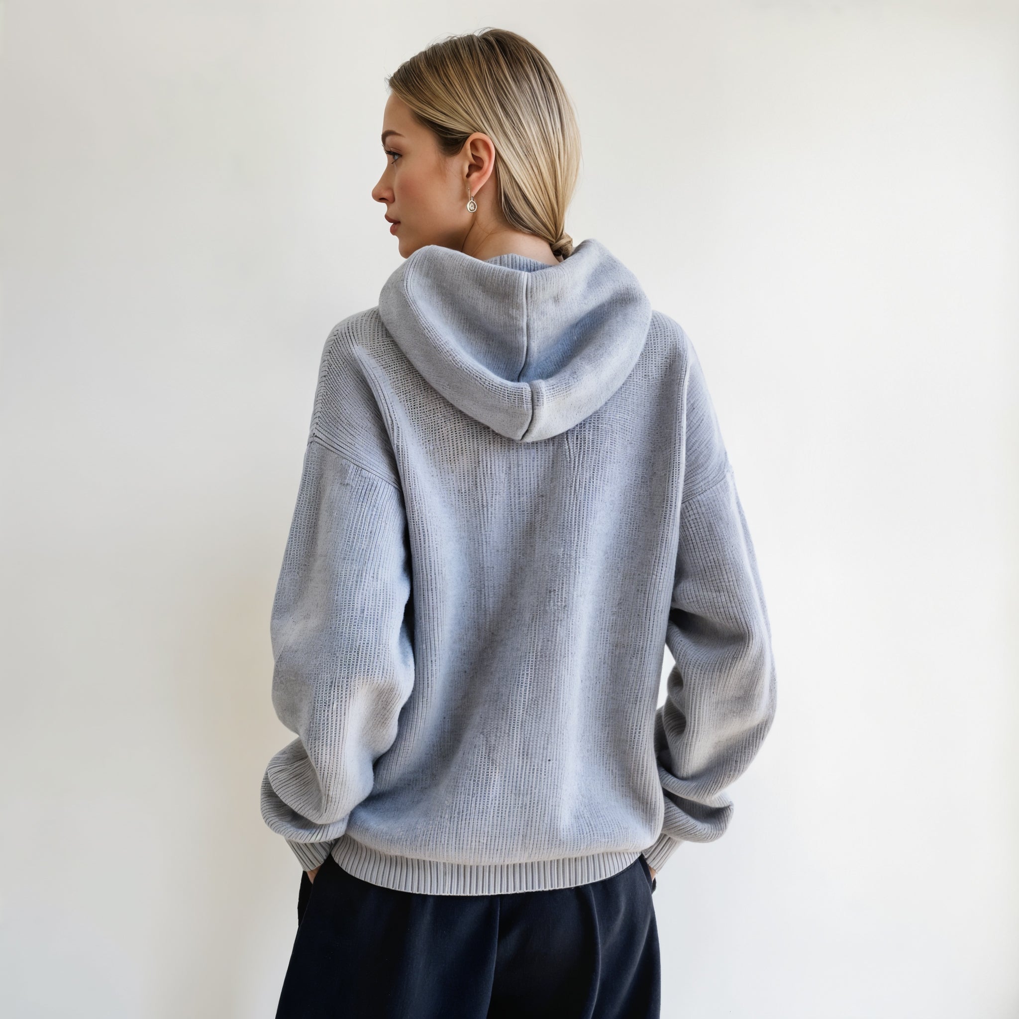 Merino Wool Sweater with Drawstring Collar