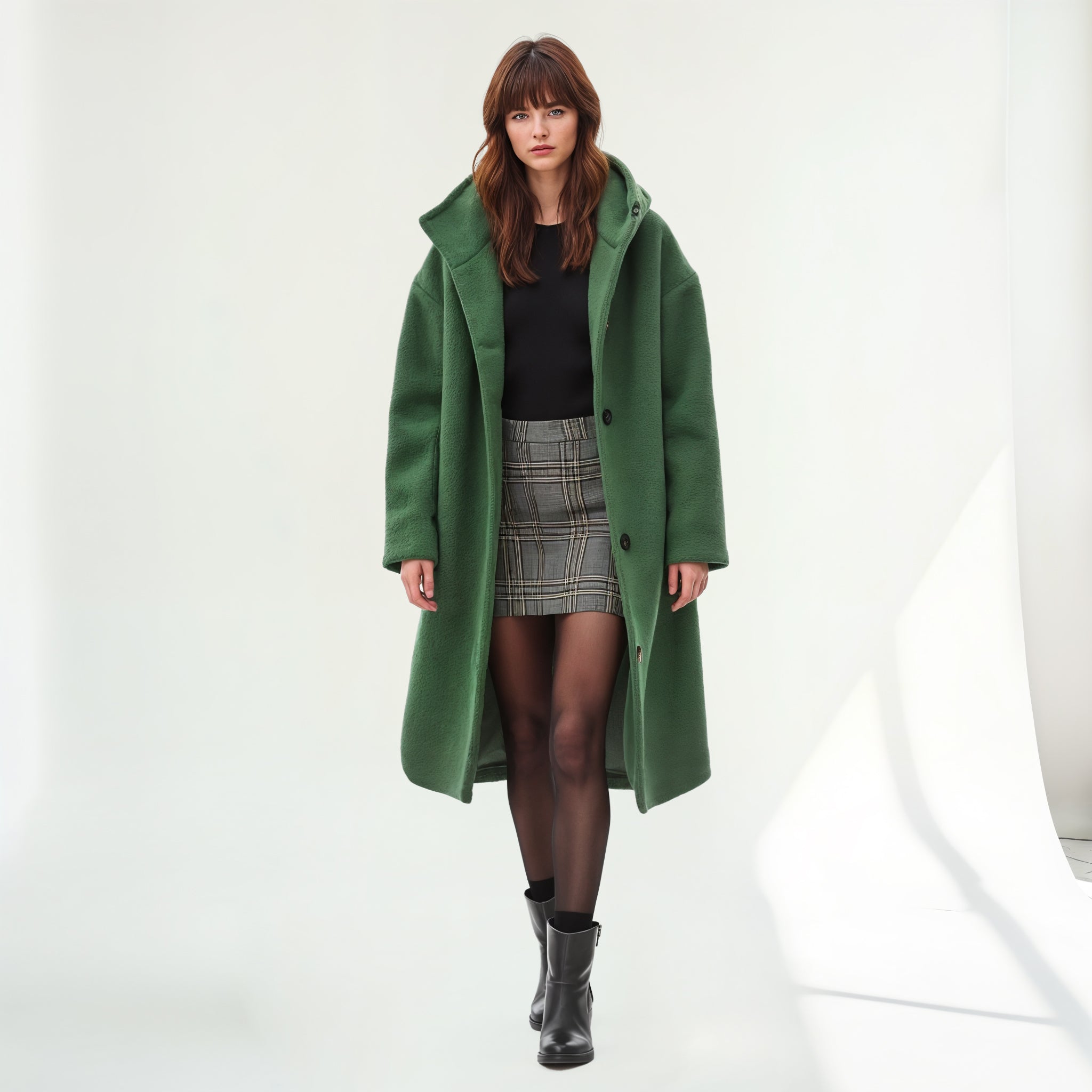 Wool Coat With Oversized Hood