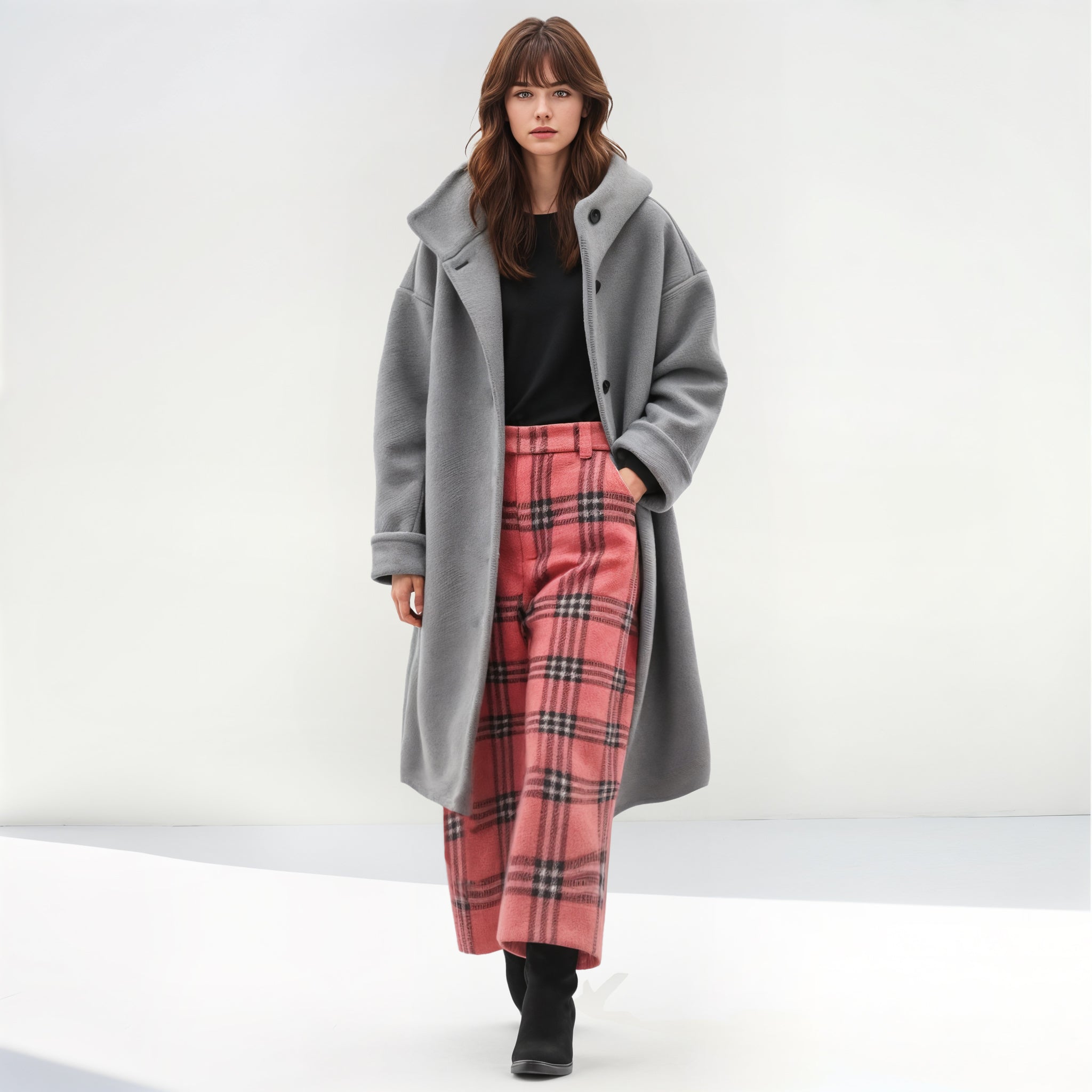 Wool Coat With Oversized Hood