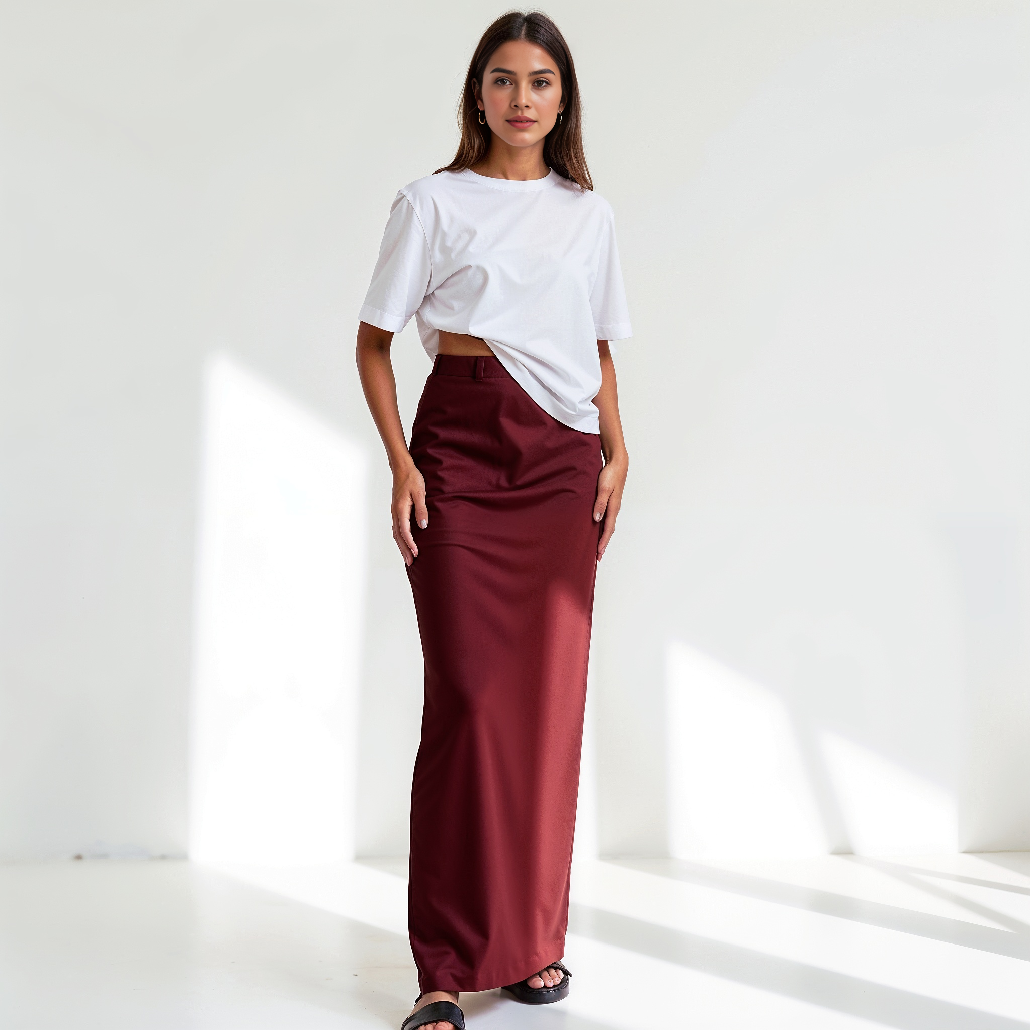 Elegant Satin High Waist Maxi Skirt