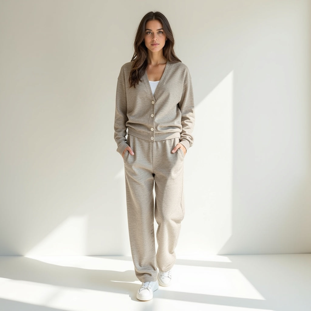 Cozy Knit Cardigan & Wide-Leg Pants Set