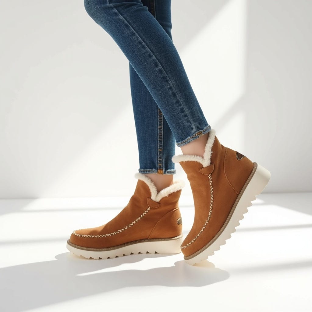 Faux Suede Ankle Boots with Fur Lining