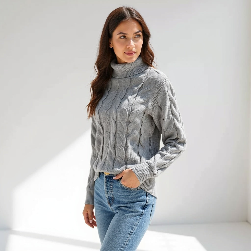 Cable Knit Turtleneck Sweater