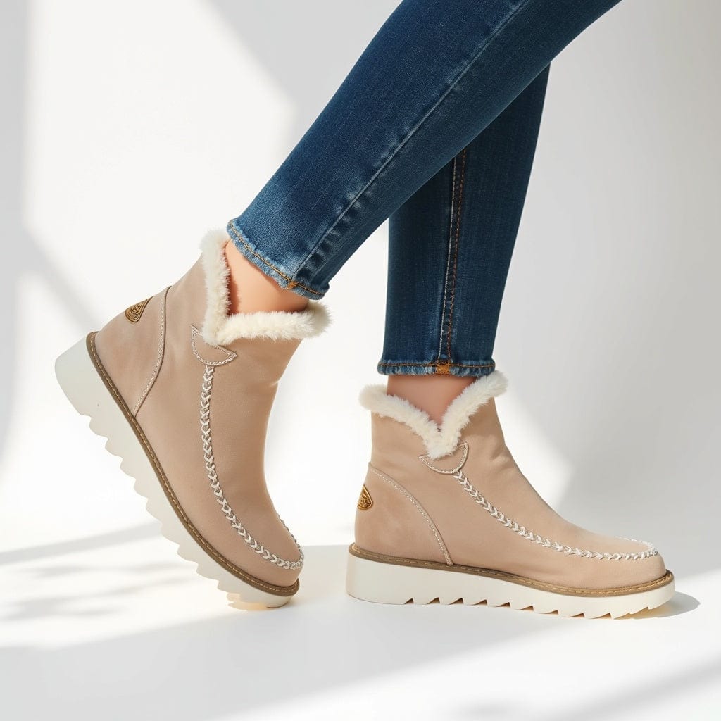 Faux Suede Ankle Boots with Fur Lining