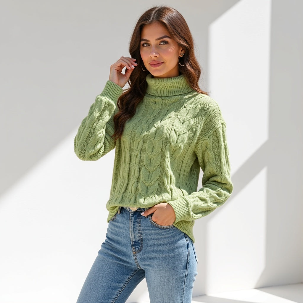 Cable Knit Turtleneck Sweater