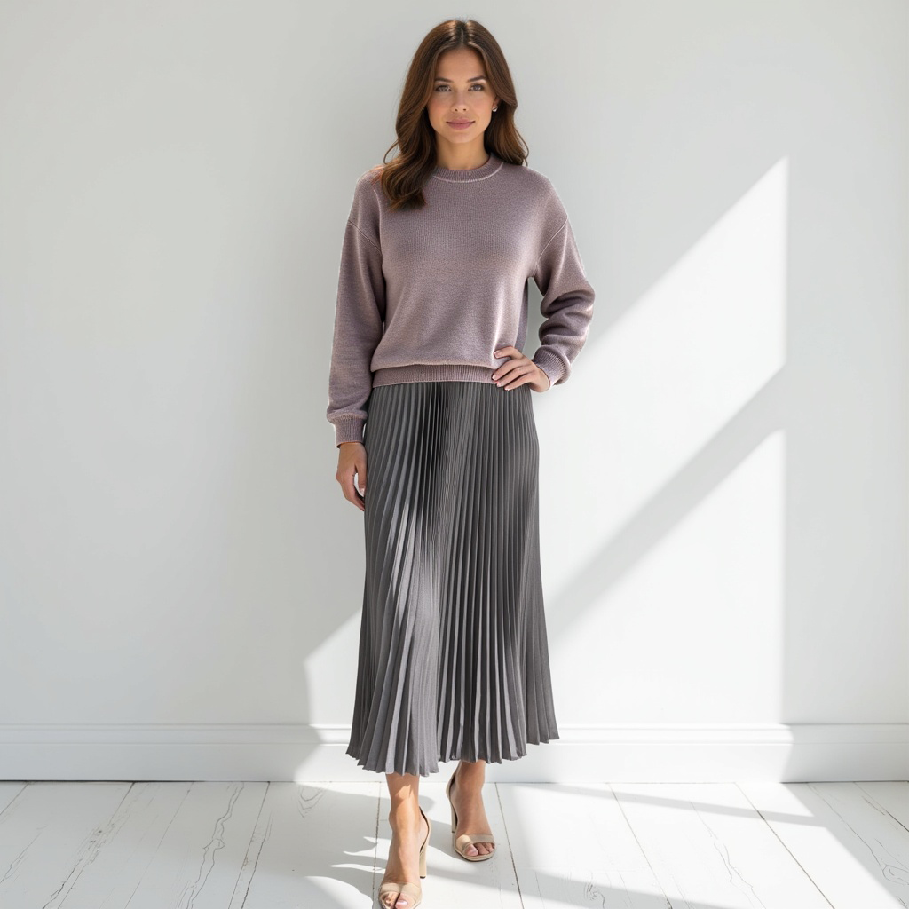 Sweater and Pleated Skirt Matching Set