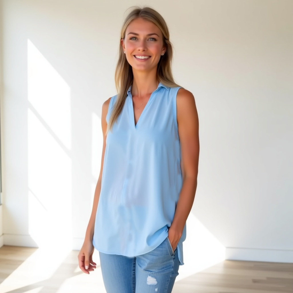 Sleeveless Button-Up Shirt