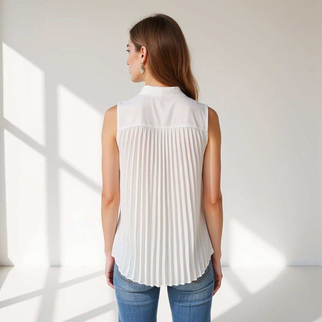 Sleeveless Button-Up Shirt