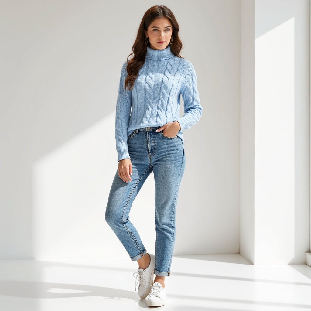 Cable Knit Turtleneck Sweater