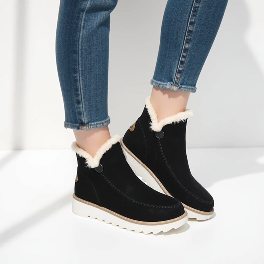 Faux Suede Ankle Boots with Fur Lining