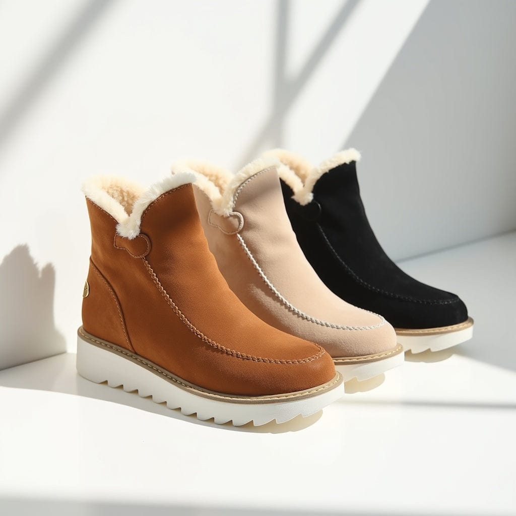Faux Suede Ankle Boots with Fur Lining