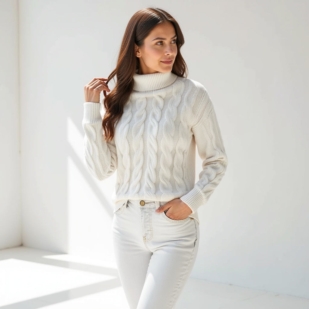 Cable Knit Turtleneck Sweater