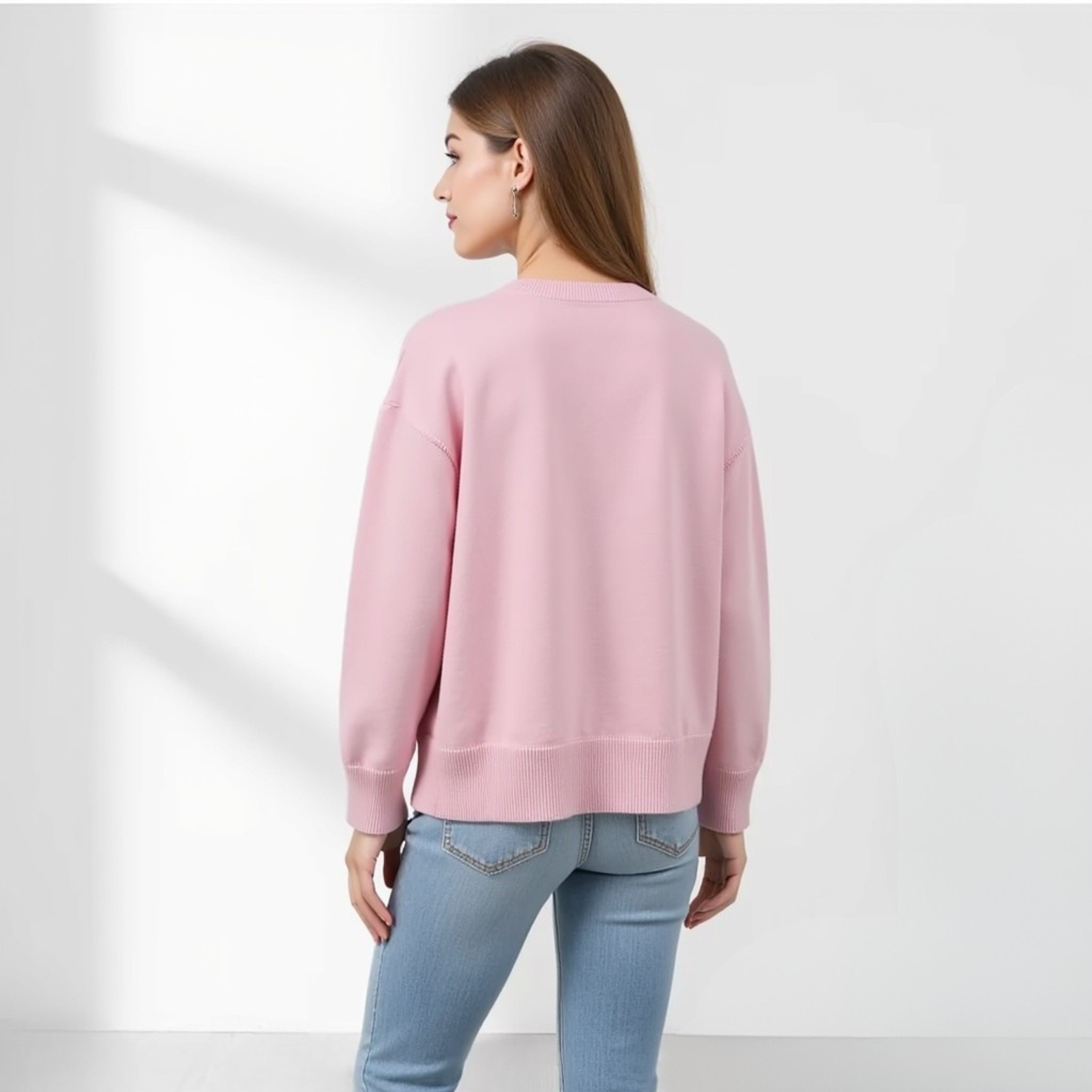 Relaxed Pink Knit Sweater