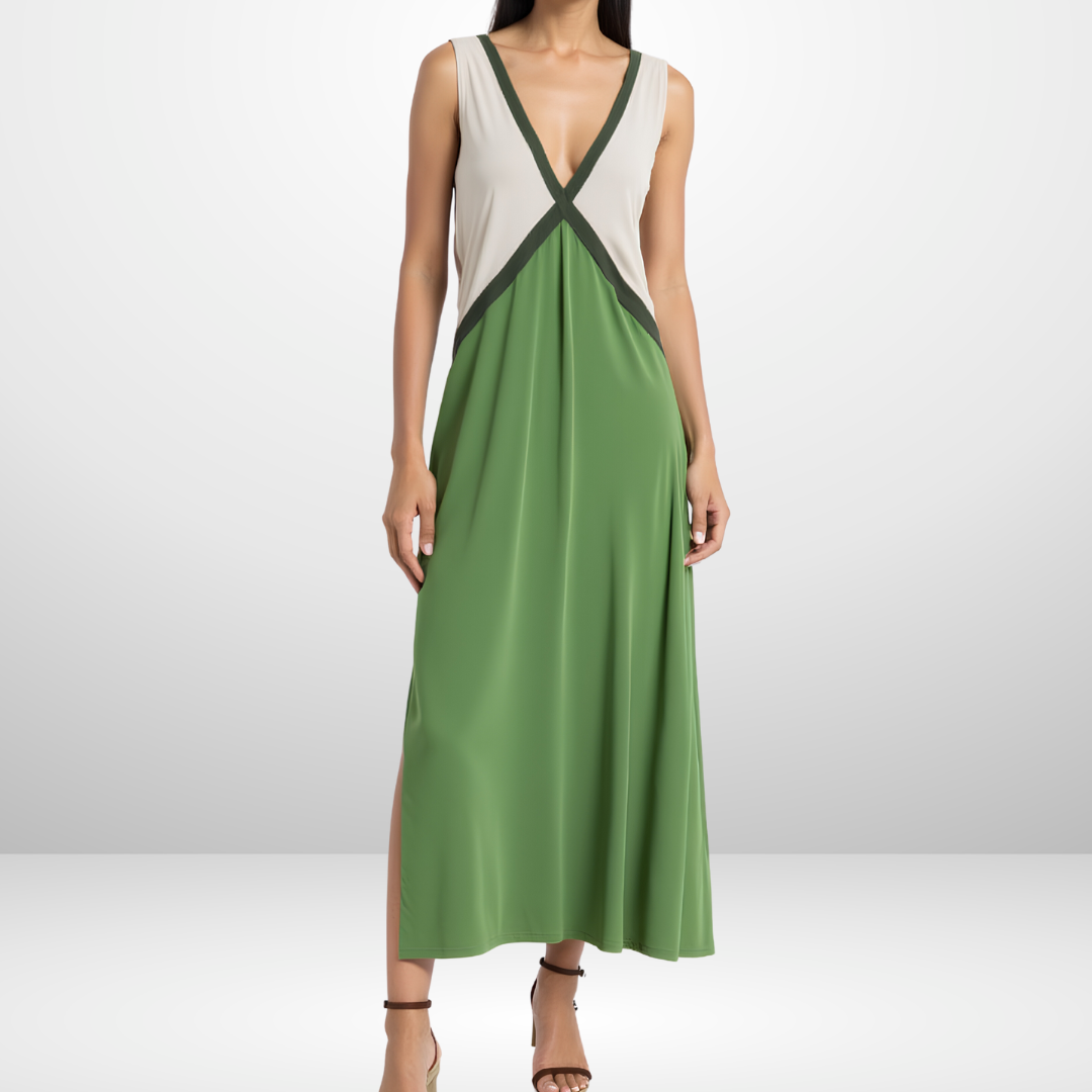 Colorblock Sleeveless Maxi Dress