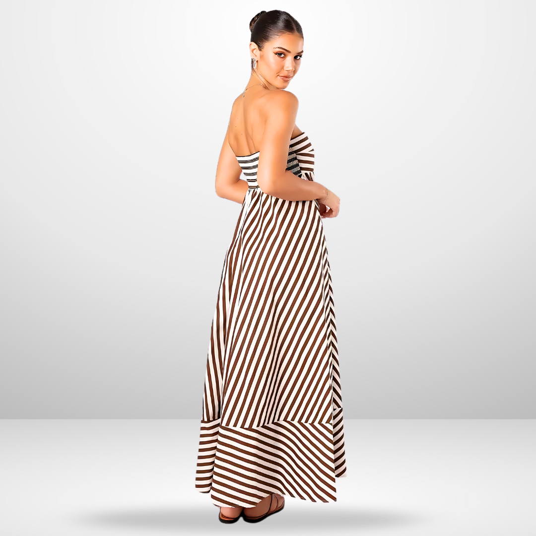 Striped Strapless Maxi Dress