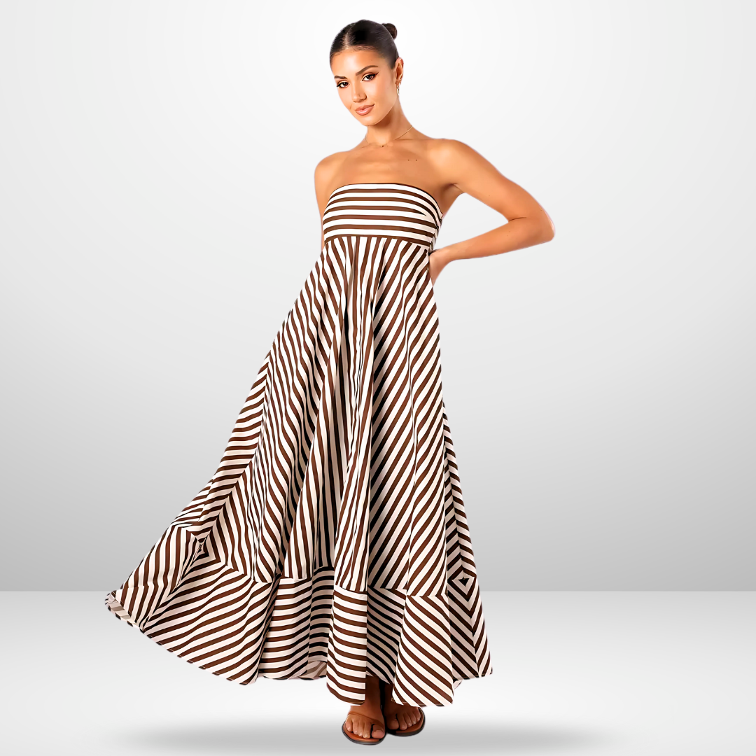 Striped Strapless Maxi Dress