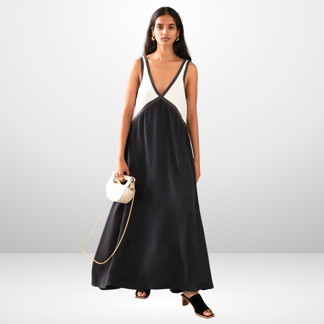 Colorblock Sleeveless Maxi Dress