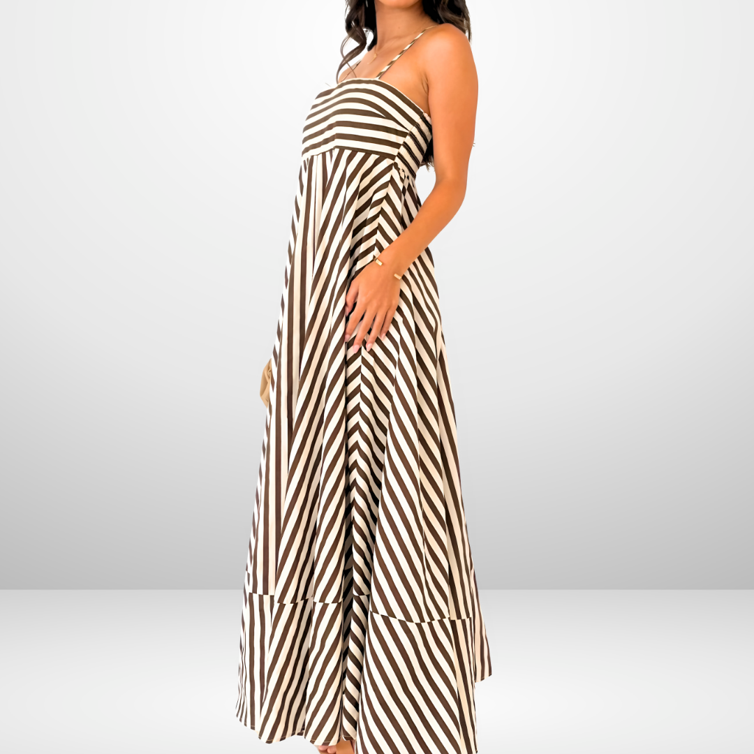 Striped Strapless Maxi Dress