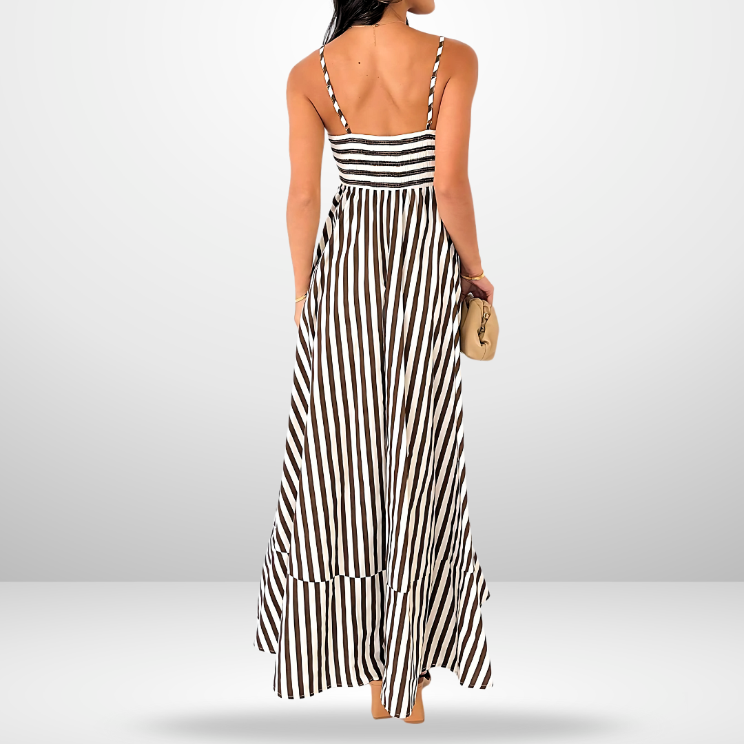 Striped Strapless Maxi Dress