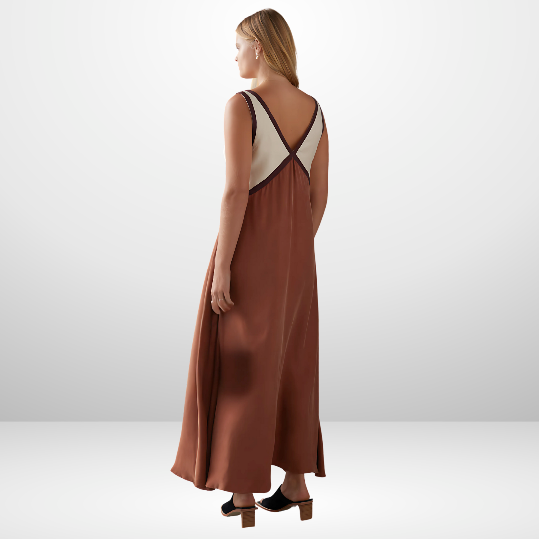 Colorblock Sleeveless Maxi Dress